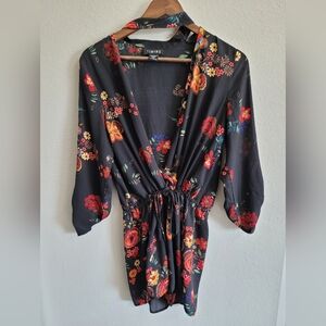 Black Floral Choker Romper